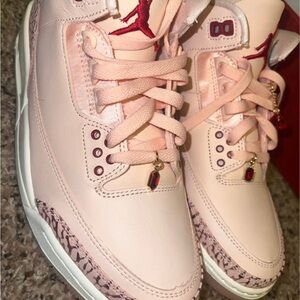 Jordan Women's Light Pink Sneakers with Red Accents